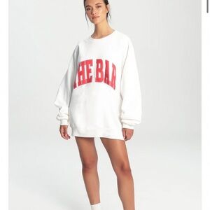 The Bar Varsity Sweatshirt/White Cherry Red/Oversized Slouchy Fit/ XL